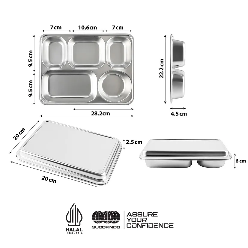 Commercial Food Tray - 5 Compartment Design - Image 5