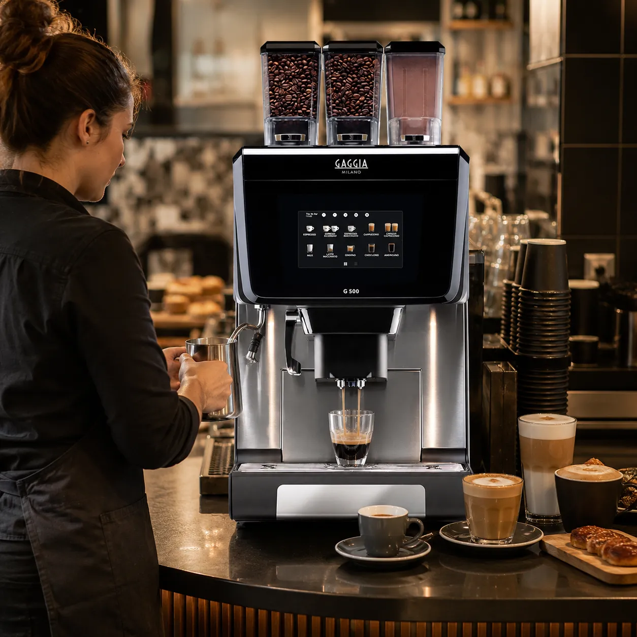 Gaggia coffee machine untuk workflow barista cafe