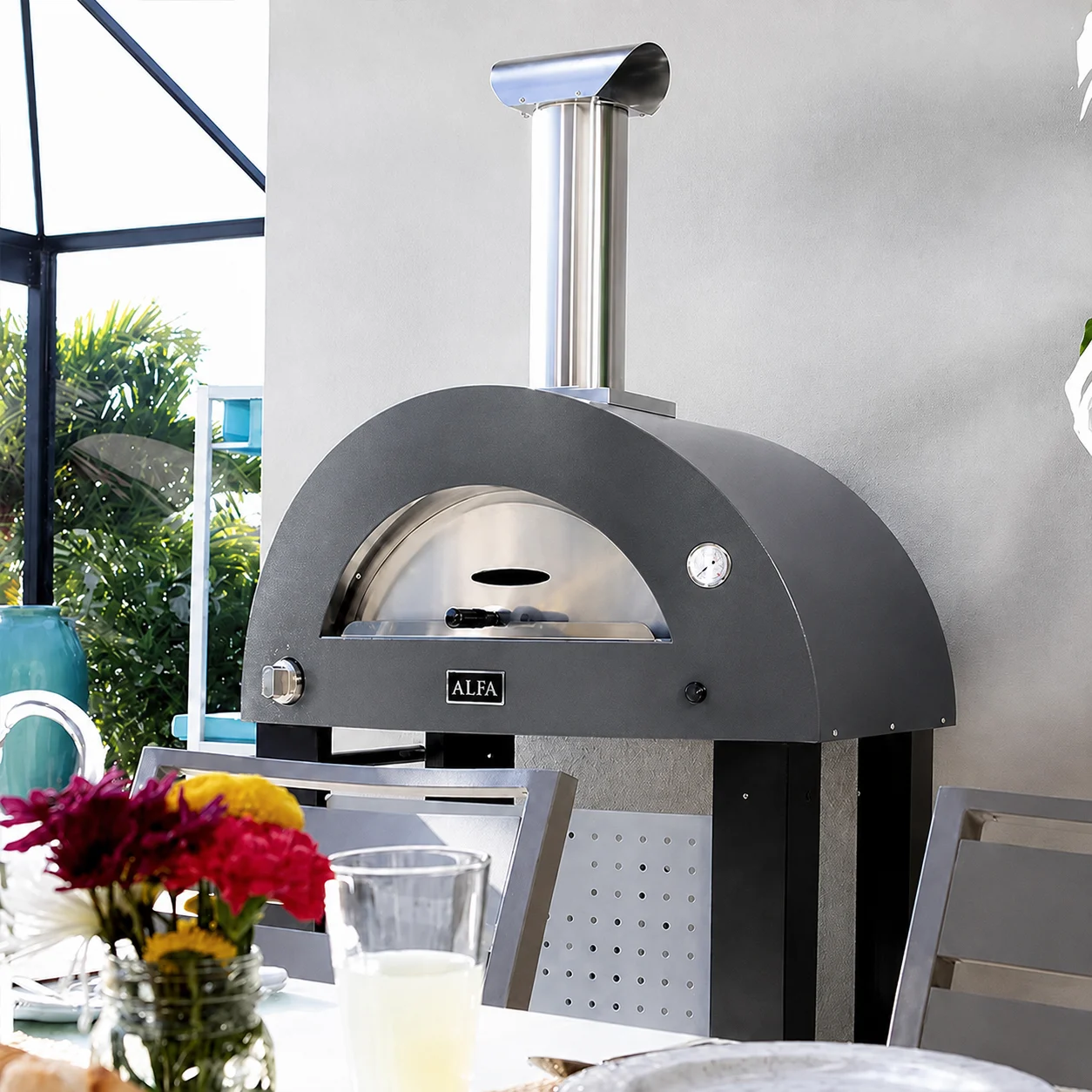 ALFA FORNI – GAS PIZZA OVEN – MODERNO 2 PIZZE (GREY) - Image 2
