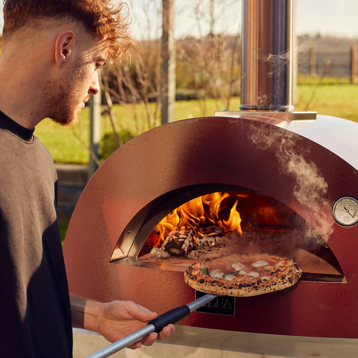 ALFA FORNI – WOOD PIZZA OVEN – MODERNO 2 PIZZE (RED) - Image 4