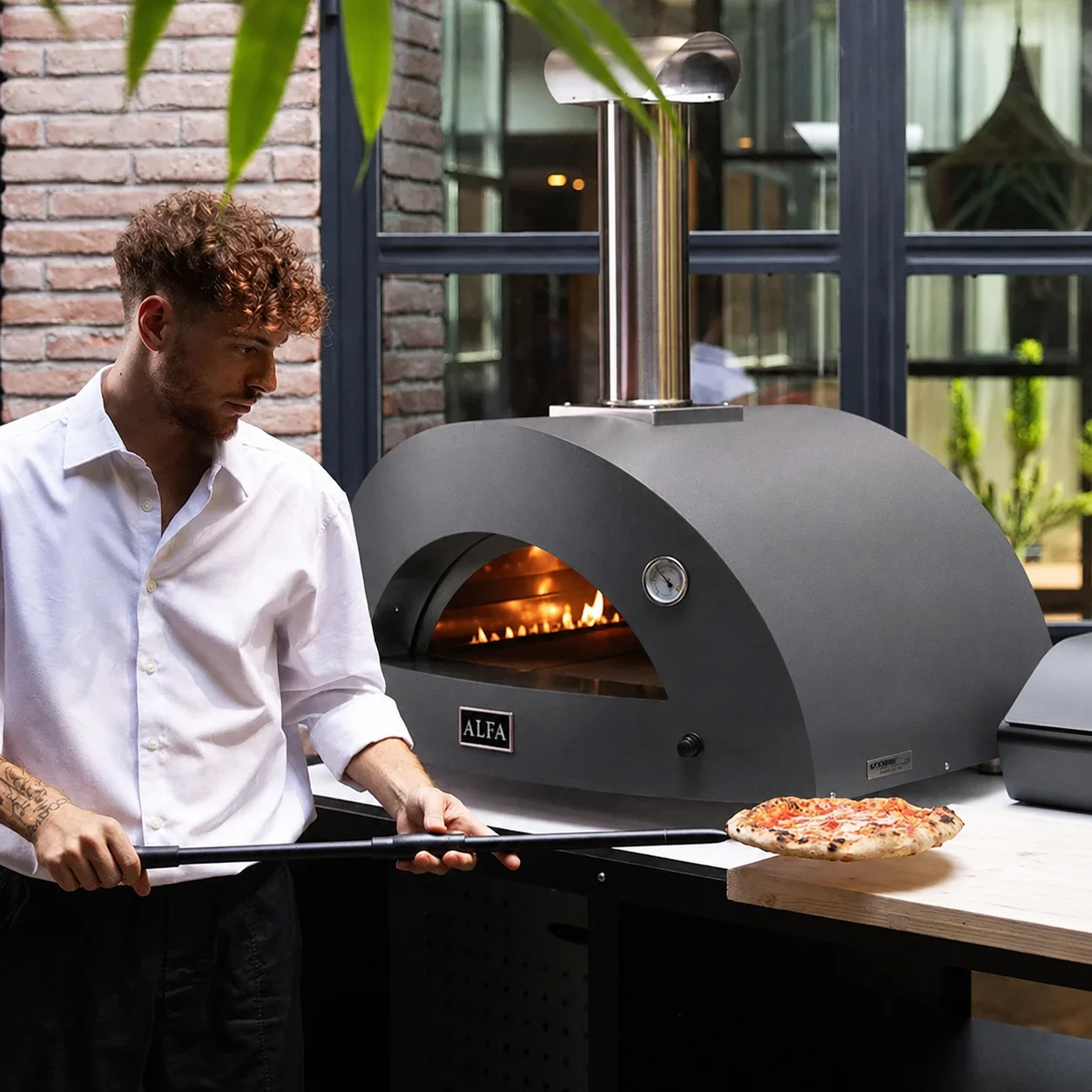ALFA FORNI – GAS PIZZA OVEN – MODERNO 3 PIZZE (GREY) - Image 4