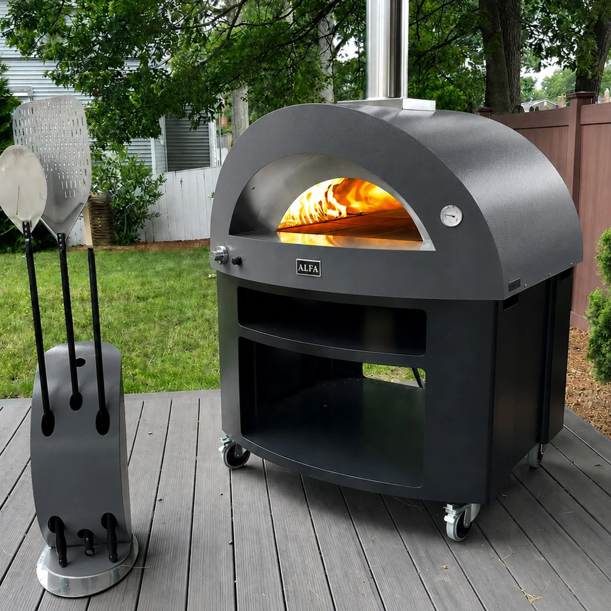 ALFA FORNI – GAS PIZZA OVEN – MODERNO 5 PIZZE (GREY) - Image 5