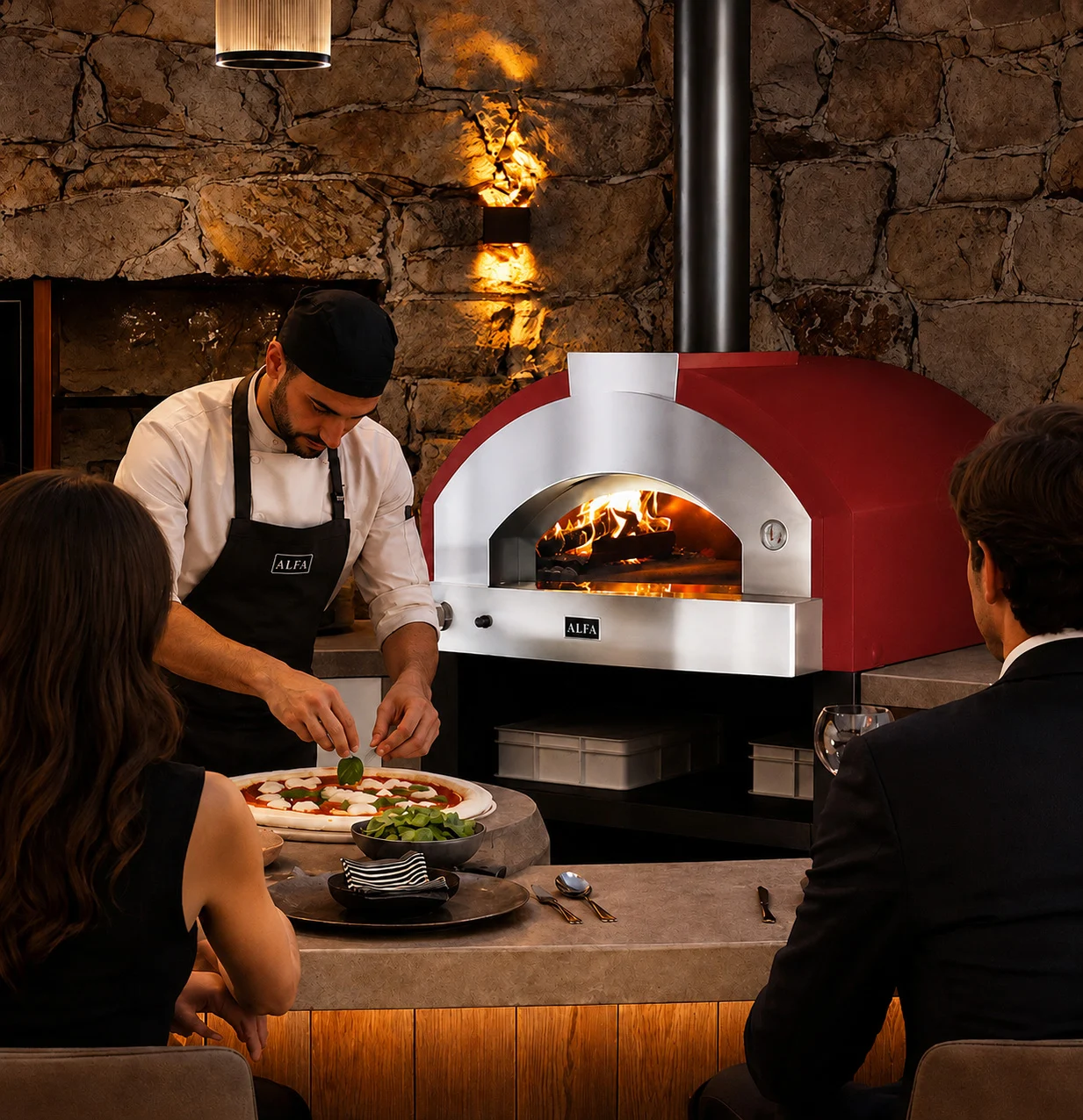 ALFA FORNI – GAS PIZZA OVEN – QUICK 2 PIZZE (ANTIQUE RED) - Image 2